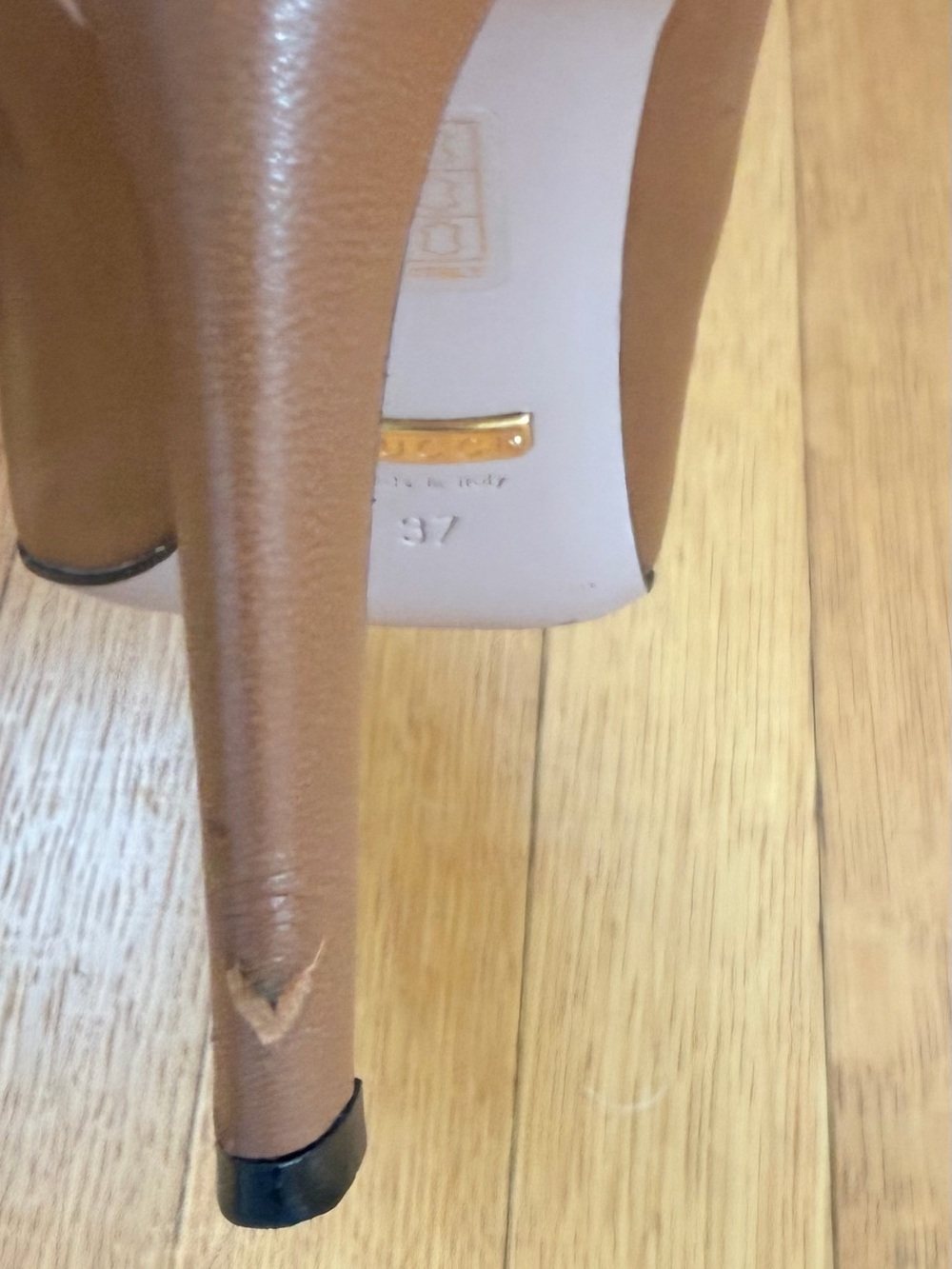 Gucci Classic Brown Leather Round Toe High Heel Pumps 37 7 - Picture 6 of 7